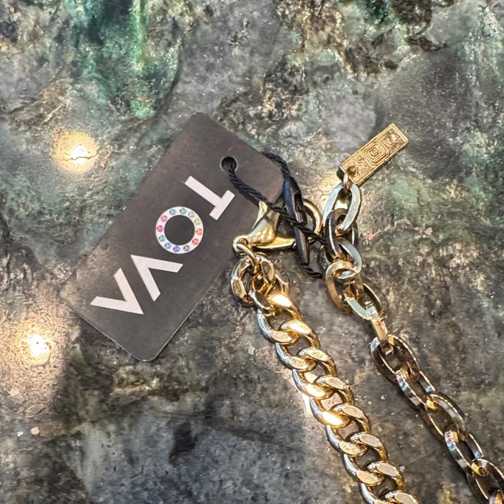 NWT - TOVA Gold Necklace with Silver Pendant - Picture 5 of 5